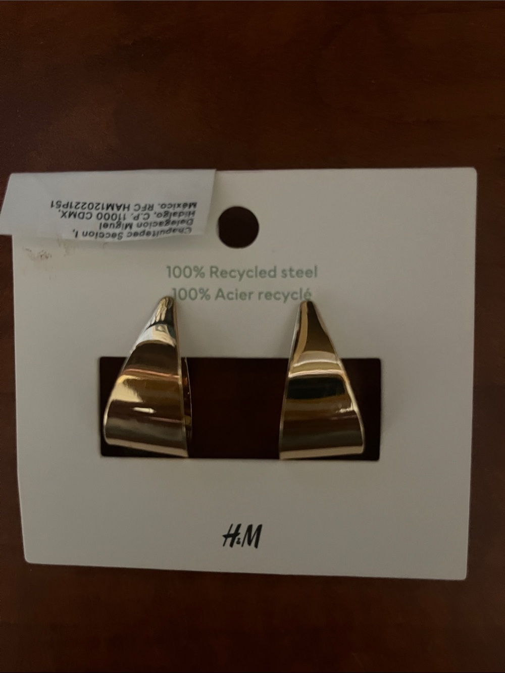 H&M Shiny Gold Sculpted Hoop Earrings
